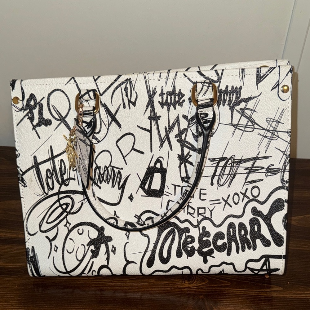 Urban White Graffiti Tote Bag